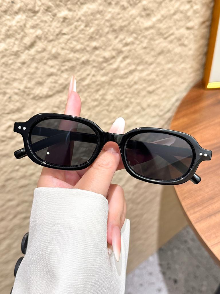 2Pcs Fashion Rectangular Frame Sunglasses Set Classic Versatile Trendy Accessories Fashionable Outfits Vacation Camping