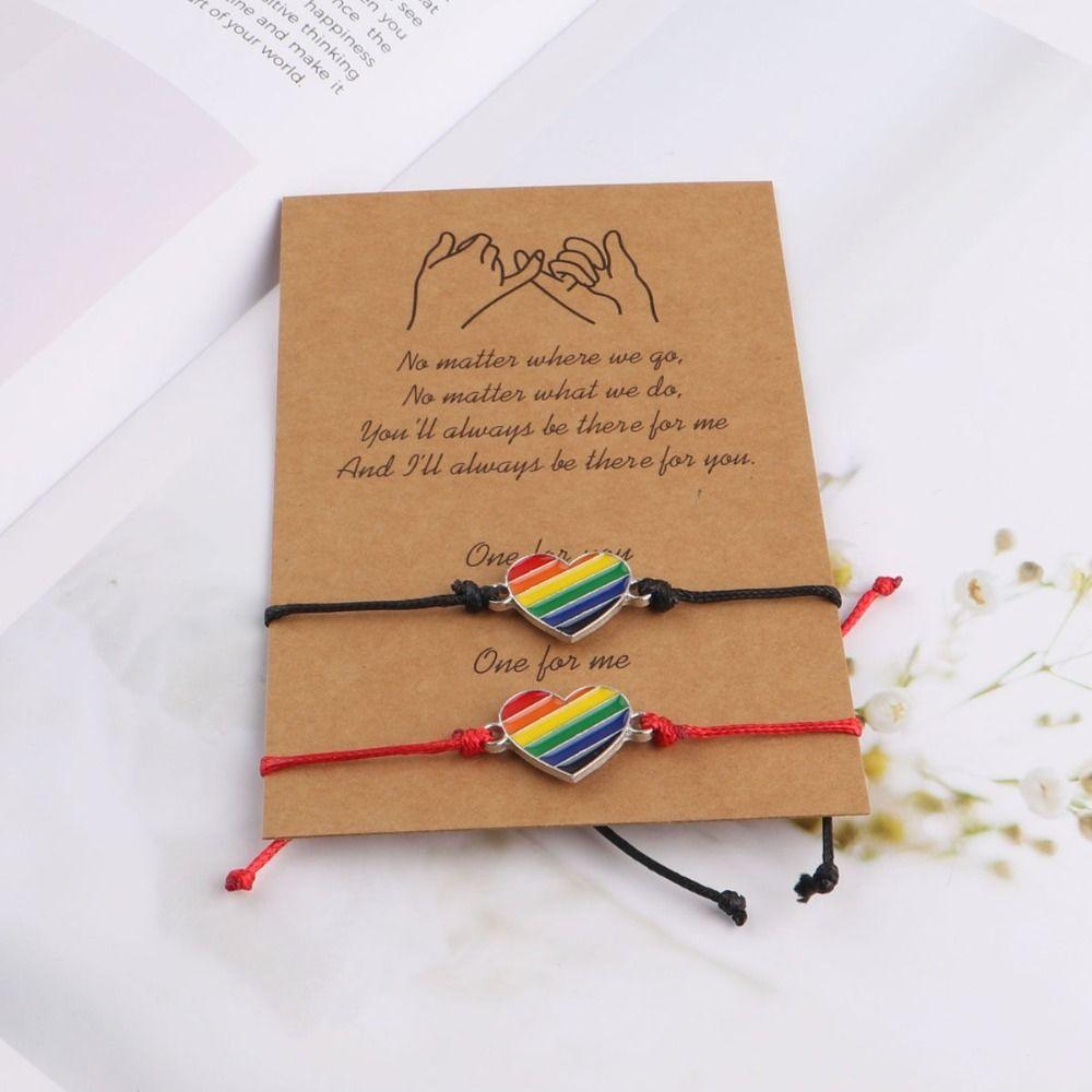 6Pcs Boho Couple Prided Bracelet Colorful Friendship Braided Rope  Pride Month