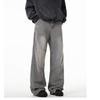Stonewashed Grey Wide Leg Jeans Teens Men Slim Fit Stretch Denim Pants Casual Streetwear