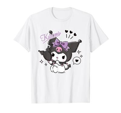 Camiseta Kuromi xadrez estilosa cor clara