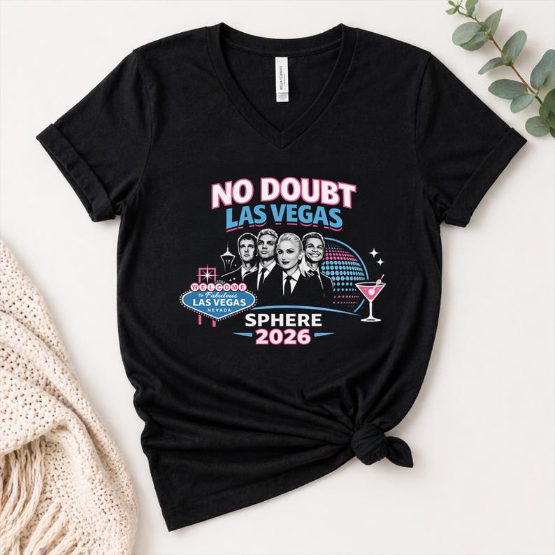 

No Doubt Las Vegas 2026 V-Neck Unisex T-Shirt Girls Trip Concert Tee Ska Punk Band Fan Reunion Tour Vegas Sphere Girls Trip Black V-NECK Shirt S