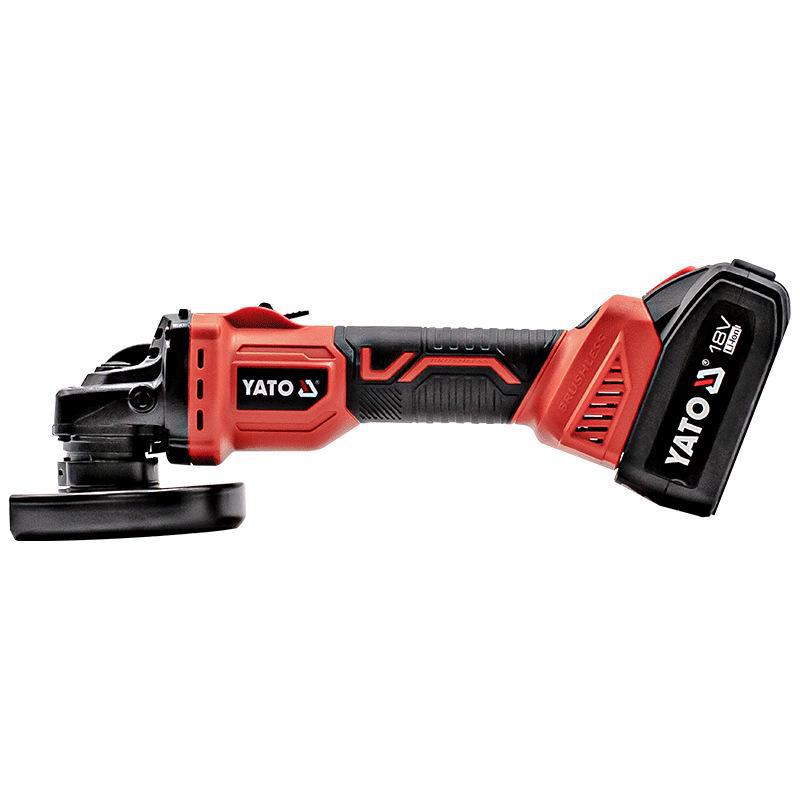 YATO 18V Brushless Cordless Angle Grinder: Lithium Rechargeable Handheld Electric Cutting Tool