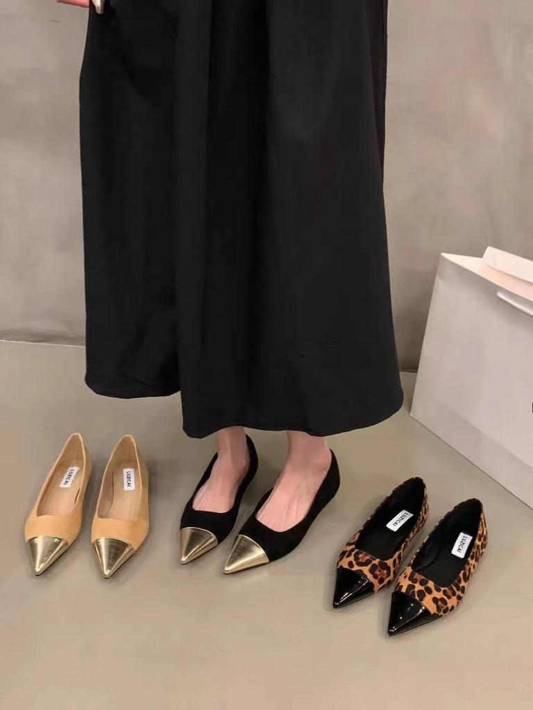 Fashion Evening Women's Flat Shoes Pointed Toe Low Heel Elegant Shoe Stylish Cheap Clearance Luxury Brand 39 Y2k Ladies Footwear Black