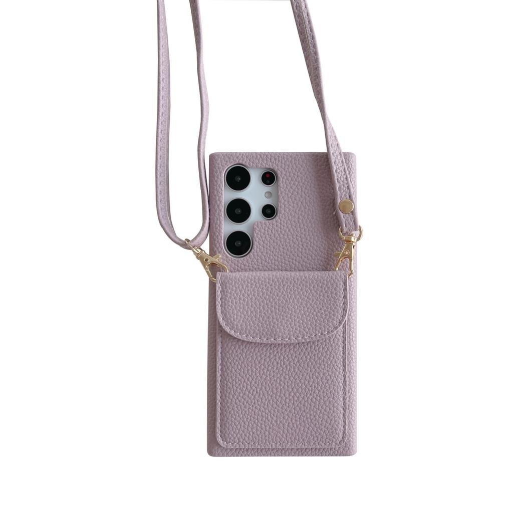 Litchi Card Oblique Span Card Bag Is Suitable for Samsung S23 Ultra Mobile Phone Case S22/A54/A13 Oblique Span Card Case