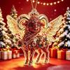2D Acryl Sternzeichen Steinbock Weihnachtsbaum Anhänger Glücksbringendes Rot-Gold Design Für Rückspiegel Neujahr Hausdekoration