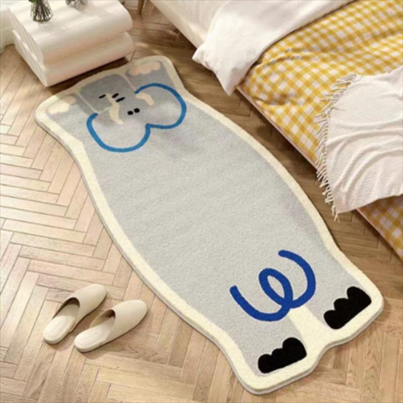 Cute Ins Style Cat Special Shaped Plush Bedroom Carpet Living Room Sofa Blanket Children's Blanket Room Non Slip Bedside Blanket