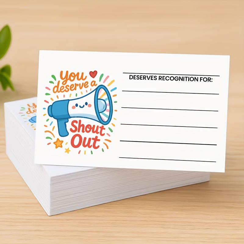 100pcs Positive Encouragement Cards for Teachers And Staff Colorful Motivational Thank You And Recognition 'You Deserve It!'