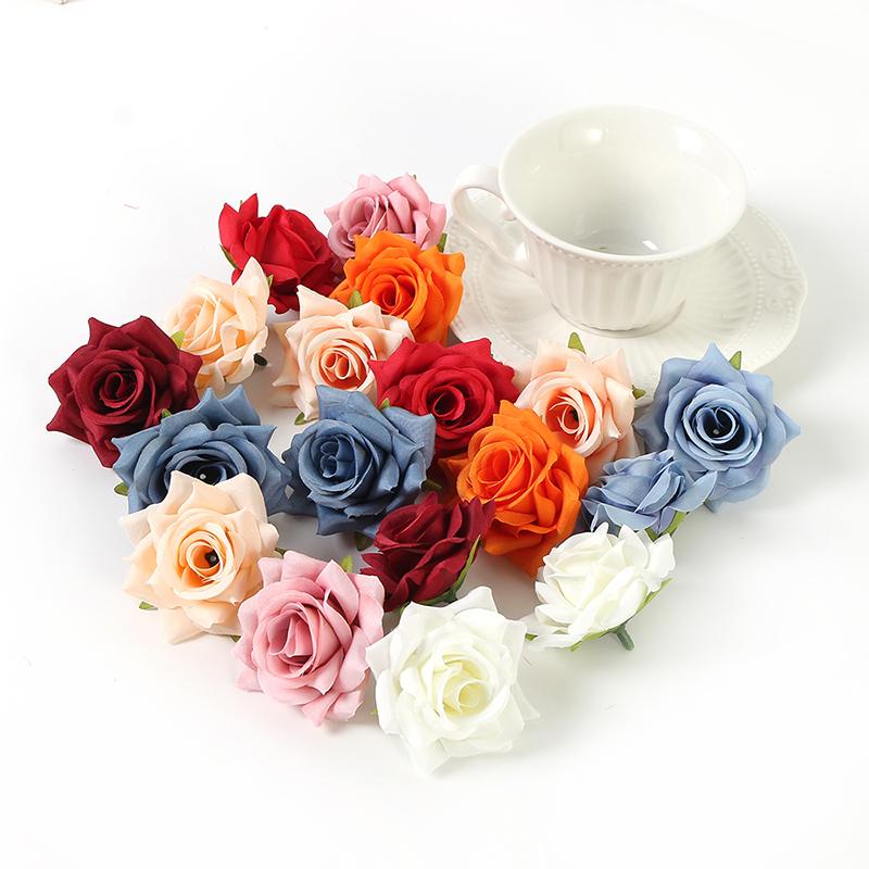 5/10Pcs Handmade Rose Artificial Flower Head Christmas Home Room Decoration Craft Flower Wreath For Parties Brides Wedding Decor