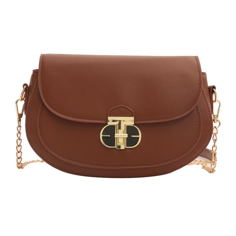 Pu Small Square Bag Fashion Lock Shoulder Bag Niche Versatile Women'S Bag Simple Commuter Messenger Bag