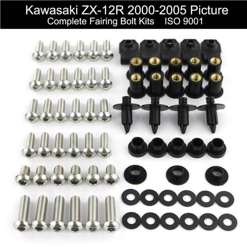 Fit For Kawasaki ZX12R ZX-12R ZX 12R 2000-2005 Motorcycle Full Fairing Bolts Kit Clips Nuts Body Screw Stainless Steel