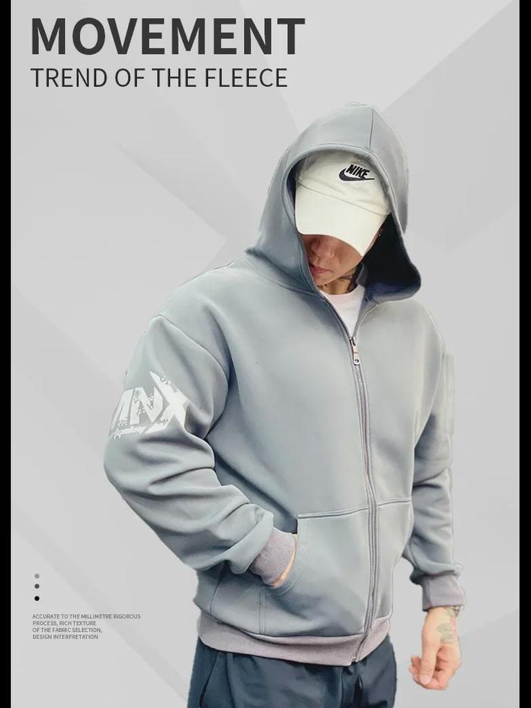 Herren Dickes Samt Kapuzensweatshirt für Sport - Warme, locker sitzende, langärmelige Jacke für Frühling, Herbst & Winter.