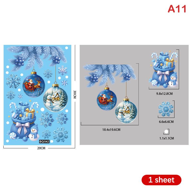 

Рождественские синие наклейки на окна снеговик Дед Мороз птица снежинка лось украшения Счастливого Рождества 2025 Счастливого года 2026