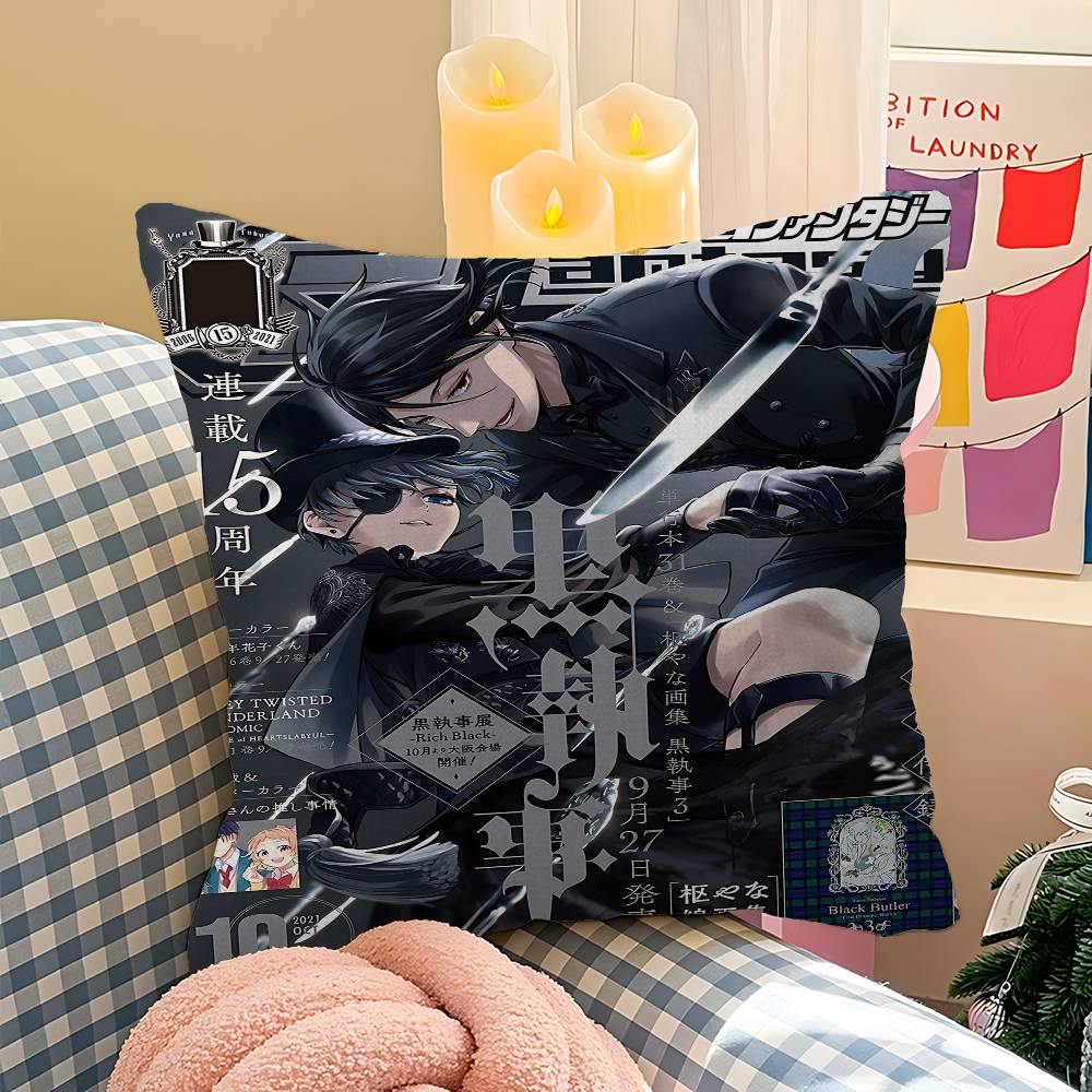 1PC Japanese Anime Black Butler Cushion Cover Car Throw Pillow Case For Sofa Car Christmas Gift 40x40cm 45x45cm