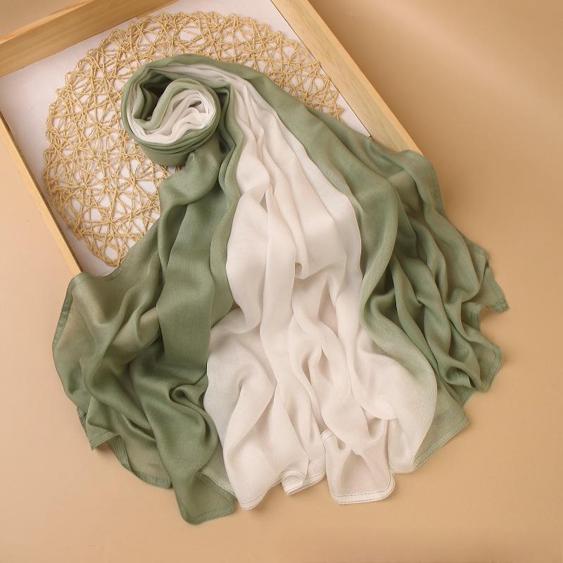 Ombre Modal Hijab Gradient Cotton Rayon Crease Hijab Scarf Lady High Quality Wraps And Shawls Musulman Headband Islamic Turban