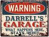 Warning DarrellS Garage Tin Vintage Retro Rustic  Metal Plate Store Home Man Cave Decor Funny Giftaluminum