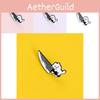 Cute Animal Shaped Brooch Featuring Cartoon Cat And Knife Design For Trendy Apparel