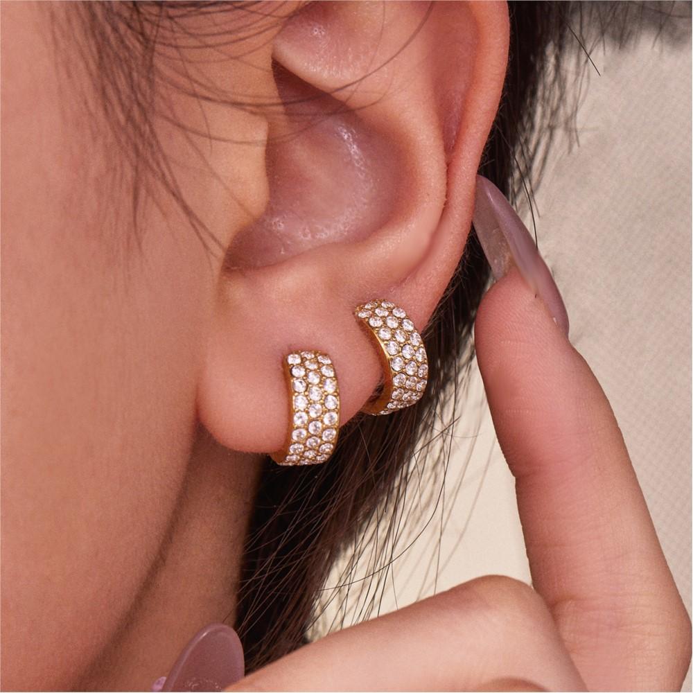 Dainty 5A Zirconia Clip On Earrings In Stainless Steel 18k Gold Plated 1 Piece C Shape Ear Clips Earring for Women Jewelry Gift