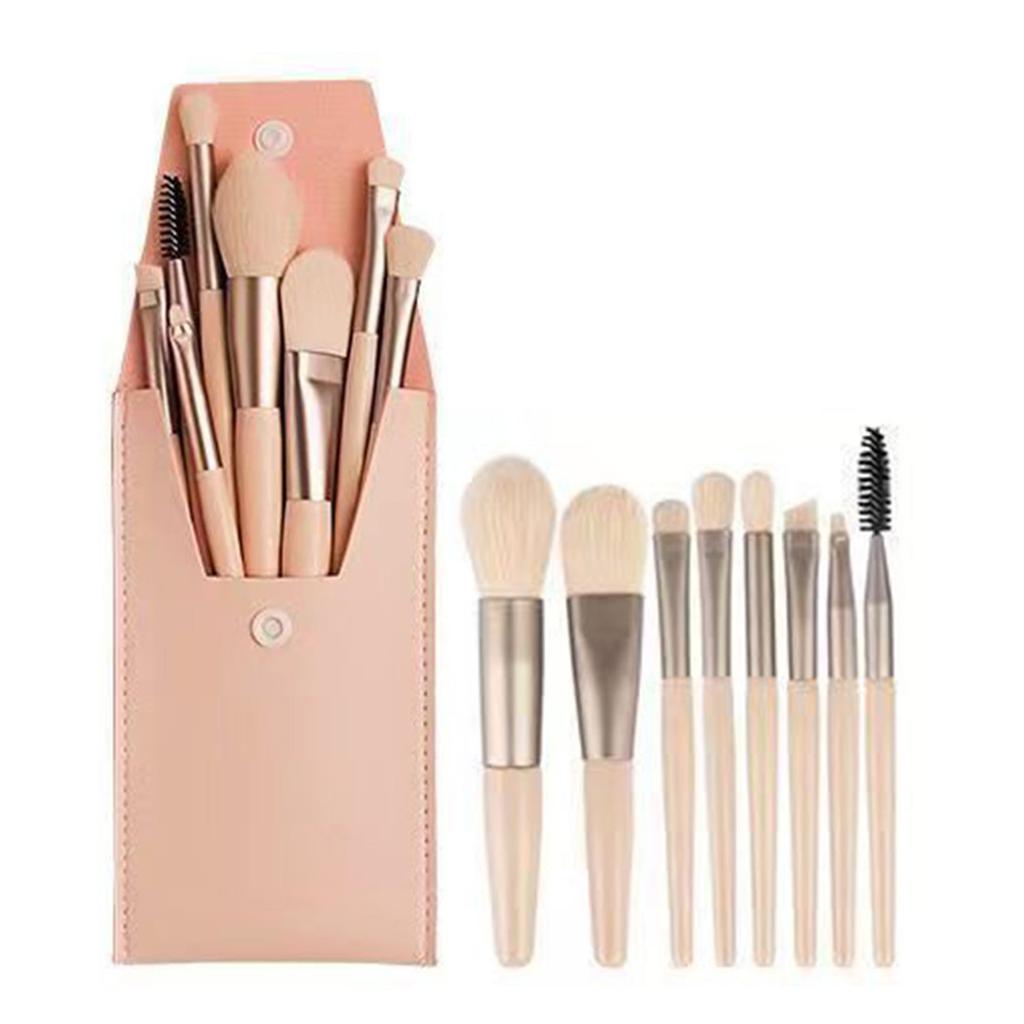 Mini Size Makeup Brush Collection - 8 Piece Soft Synthetic Hair Brush Set with Carrying Case, Perfect Blush and Face Brushes for Makeup Newbies