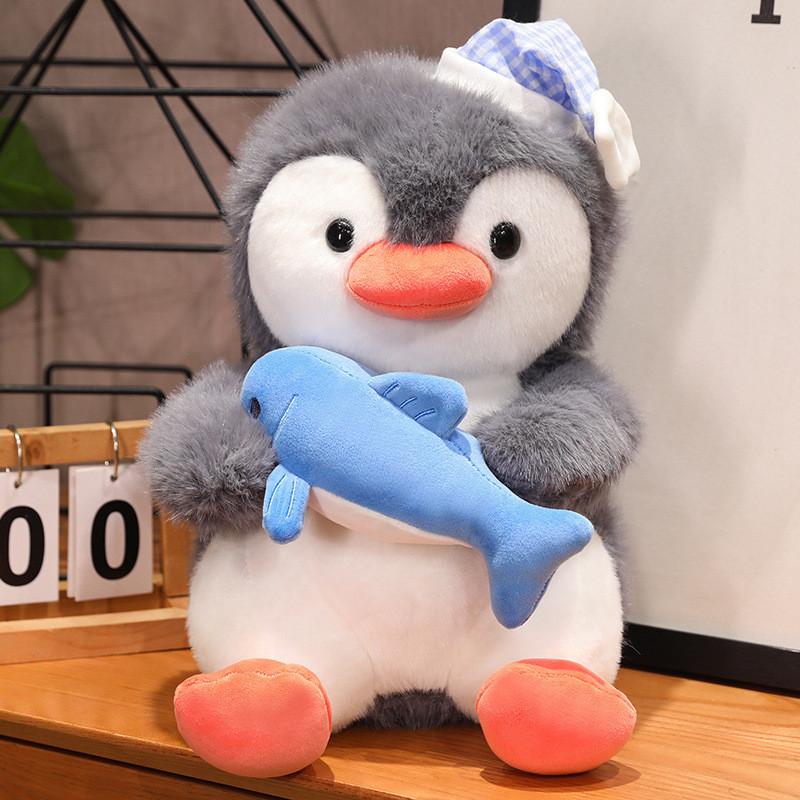 Penguin Fish Holding Soft Plush Toy Room Decoration Ornament Children Gifts