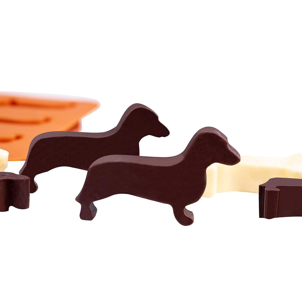 LYWUU Dachshund Dog Shaped Silicone Ice Cube Molds and Tray Brown
