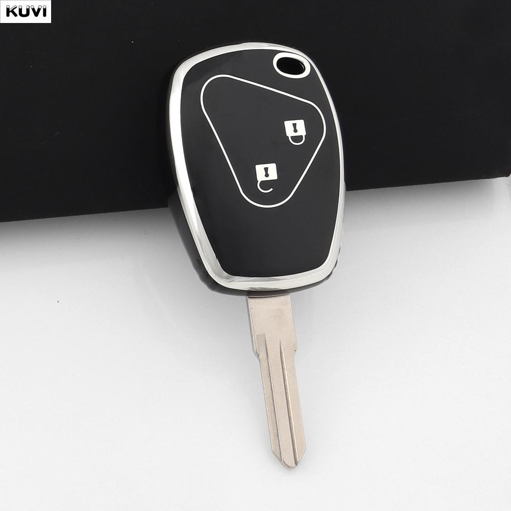 Fit For Renault Trafic Clio Duster Logan Dacia Sandero Fit For Nissan Terrano Almera Fashion Tpu Auto Key Fob Cover Case Protector Key Ring