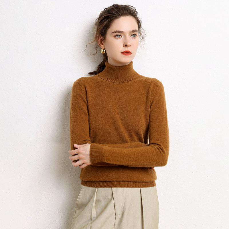 Women's High Neck Cashmere Sweater - Loose Fit, Pure Color, Thickened for Autumn/Winter