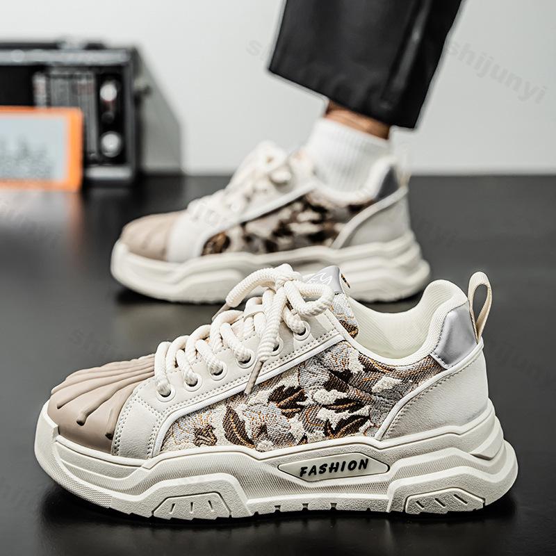Fashion 2025 Spring New Men's Breathable Cloth Surface Height Increasing Shoes Fashion Trendy Versatile Casual Low Top Chunky sneakers