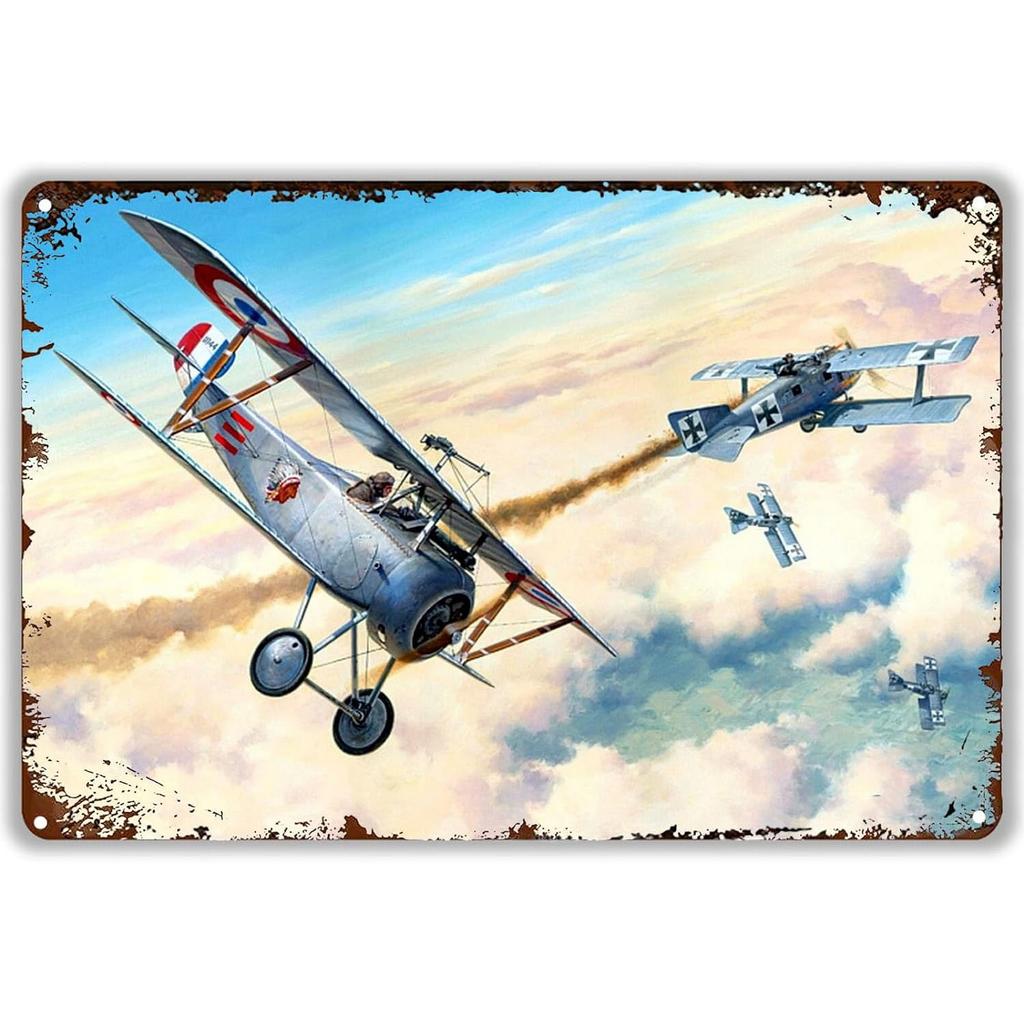 Military Metal Tin Signs Fight Plane Wall Art Poster Plaque Vintage Iron Painting Decoration for Home Cafe Washing Room Club