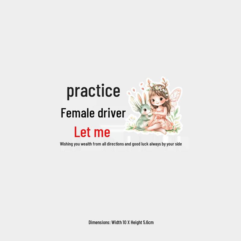 Prosperity Wishes Creative Warning Sticker: New Female Driver Car Rear Window Decoration