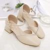Moda buty damskie kobiety urocze okrągłe palce wysoka jakość wiosna & lato buty na kwadratowym obcasie lady moda słodki beż buty do biura ea280