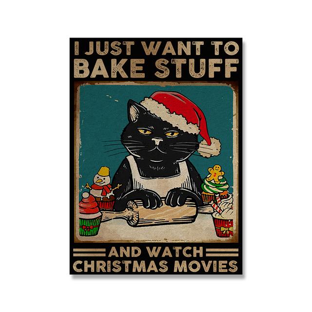 Cartoon Funny Cat Posters And Prints Vintage Canvas Painting Wall Art Pictures For Living Room Kitchen Wine Cuadros Home Decor