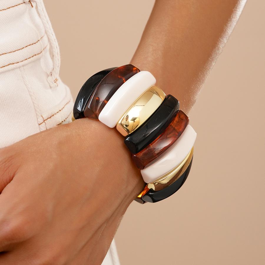 Vintage Resin Smudging Bangle Geometric Wide Chunky Acrylic Bracelets for Women Men Personality Acrylic Bracelet Hand Jewelry