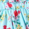 Dress For Girls 1-8Y Birthday Korean Style Fashion Ruffle Trim Off-Shoulder Floral Pattern Strap Dress