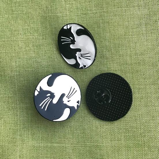 6Pcs Funny Black Cat Enamel Pins Set - Cute Cat Photo Brooches For Backpack, Hat, Bag