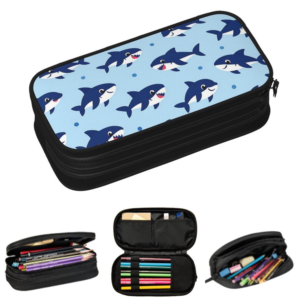 Shark Ocean Underwater Creatures Pattern Pencil Cases for Student Gifts Pen Box Pencil Bag Large Capacity Pencil Pouch