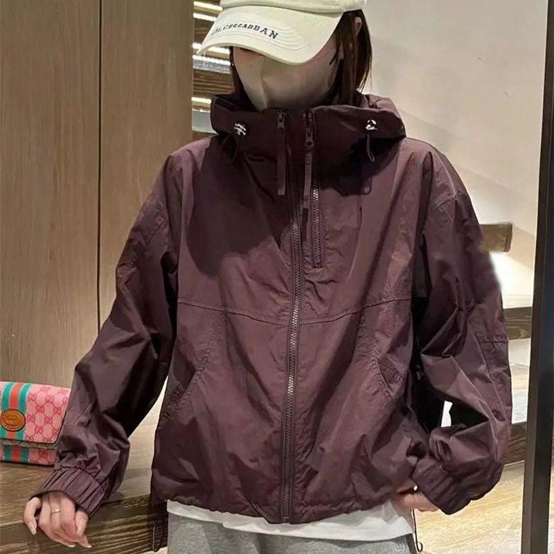 Trendy Petite Beige Women's Windbreaker - 2025 Spring Korean Style Jacket