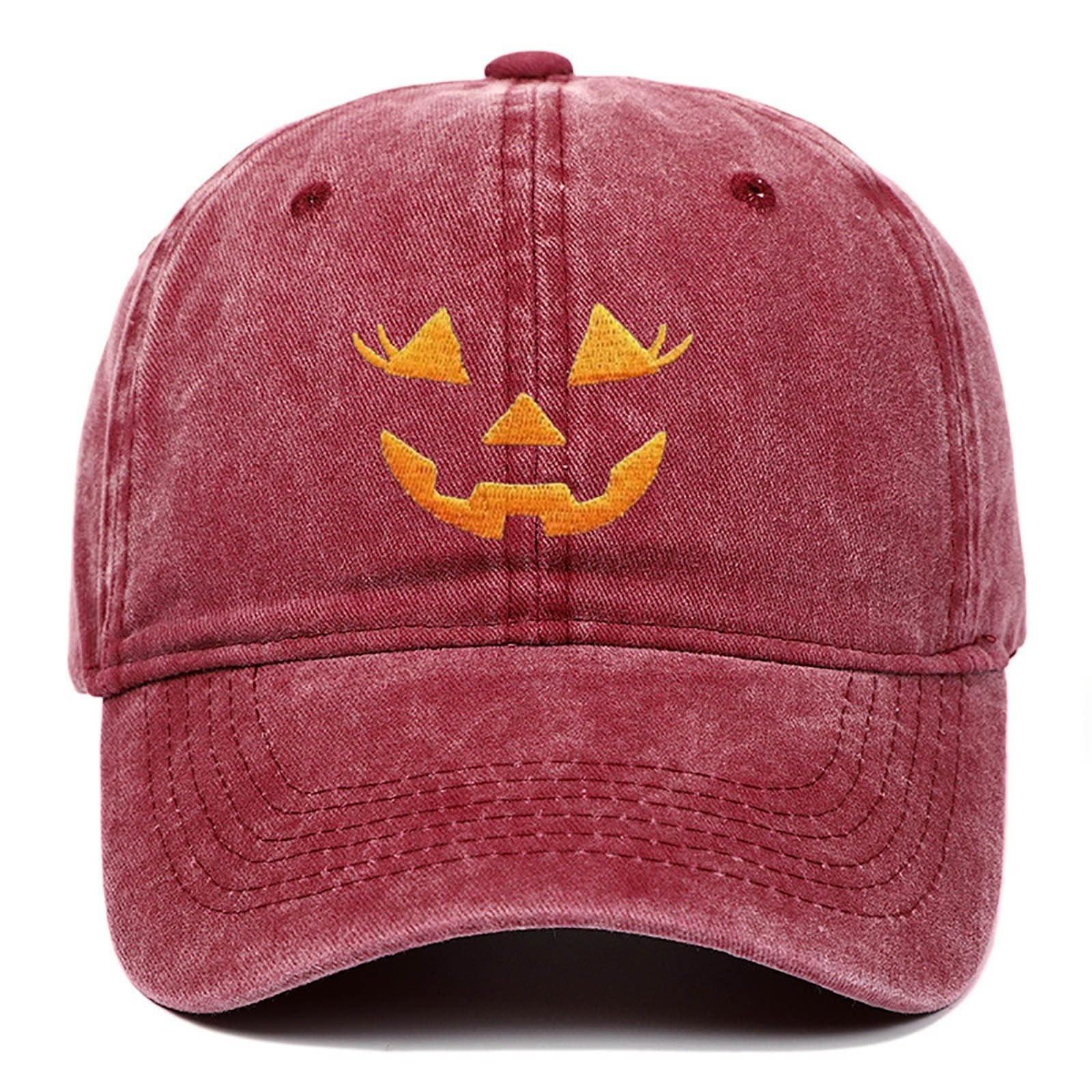 

Хэллоуин Кепка Мужская Женская Вышитая Потертая Регулируемая Солнечная Шляпа Хлопок Смешные Шляпы One Size винный