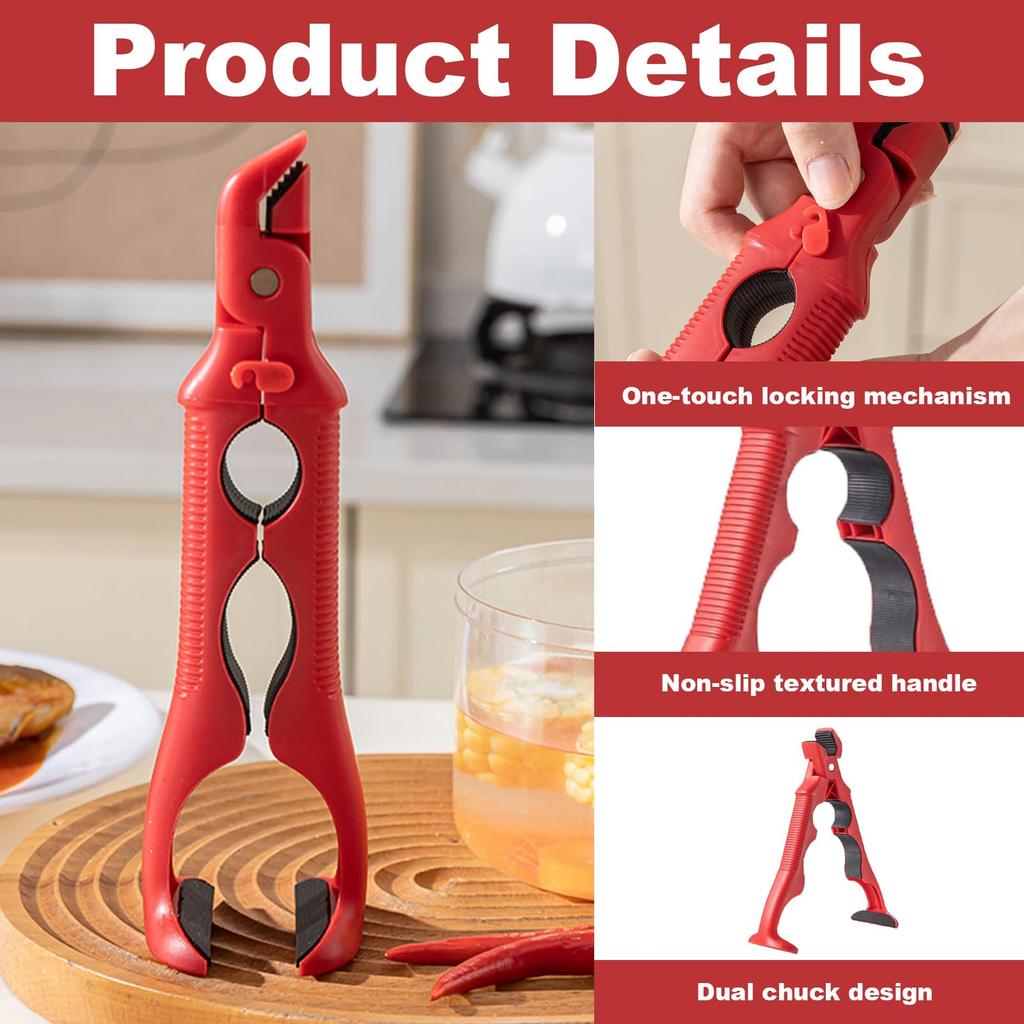 3-In-1 Heat-Resistant Tongs with Anti-Slip Design, Combining Can Opener And Gripping Tool for Kitchen Use