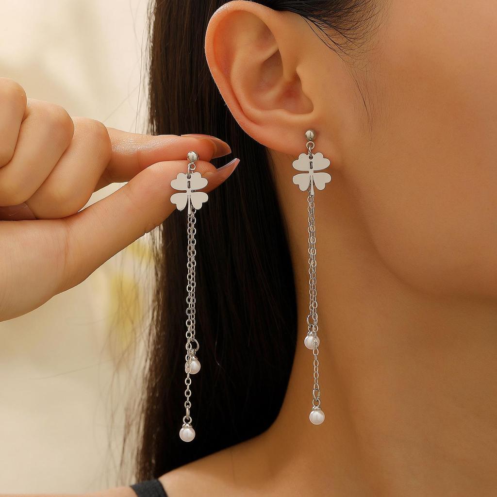 Luxury Rhinestone Floral Tassel Dangle Earrings for Women - French & American Style