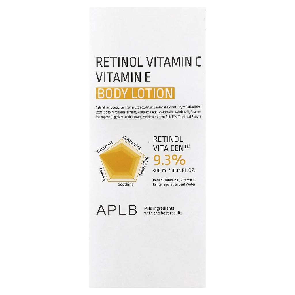APLB Retinol Vitamin C, Vitamin E Body Lotion, 300ml (10.14 Fl Oz)