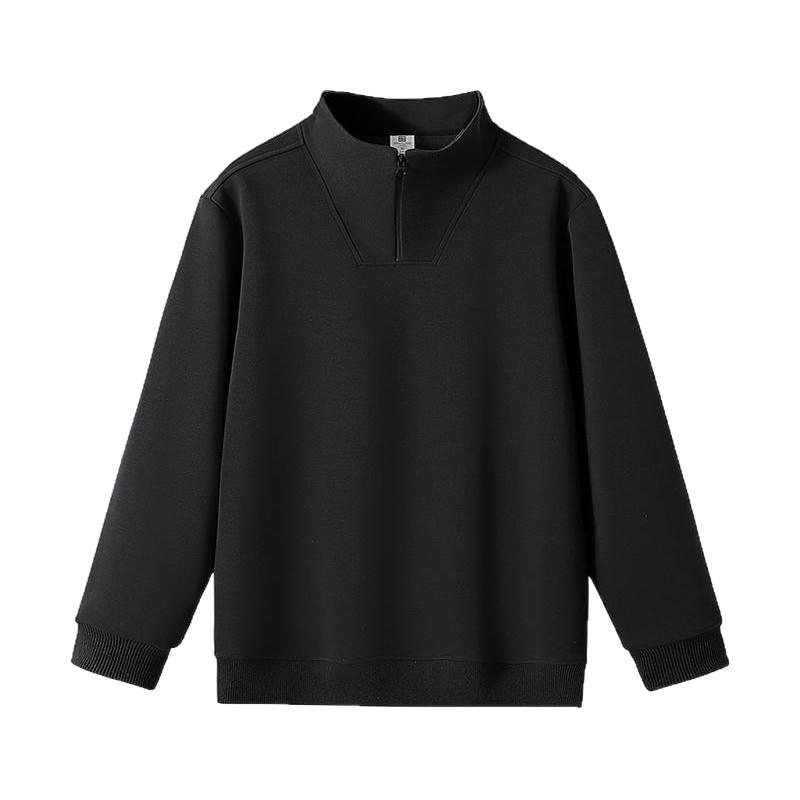 Women's Loose Fit Half-Zip Stand Collar Hoodie - Long Sleeve Solid Color Outerwear for Spring and Autumn