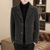 Men's Striped Mid-Length Overcoat Suit Collar Trench Coat, 2023 Autumn/Winter, Youth Plus Cotton, Thickened.
