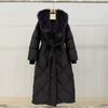European winter new raccoon fur collar long down jacket women's knee waist thickened warm and thin jacket