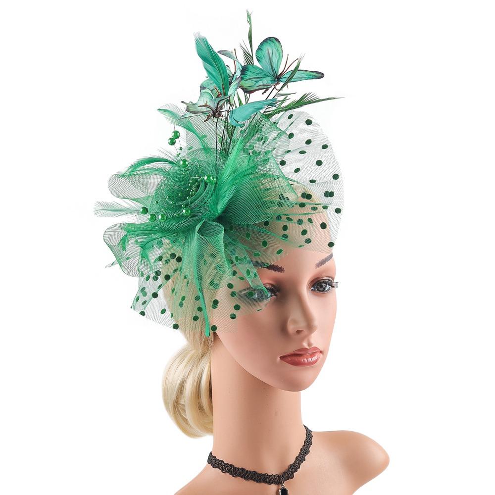 Tea Party Butterfly Derby Hat Classic 1920s Fascinator Bridal Wedding Headpiece for Women