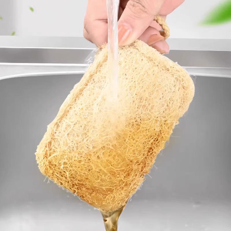 Eco-Friendly Loofah Kitchen Sponge – Natural Dishwashing & Oil Removal Pad