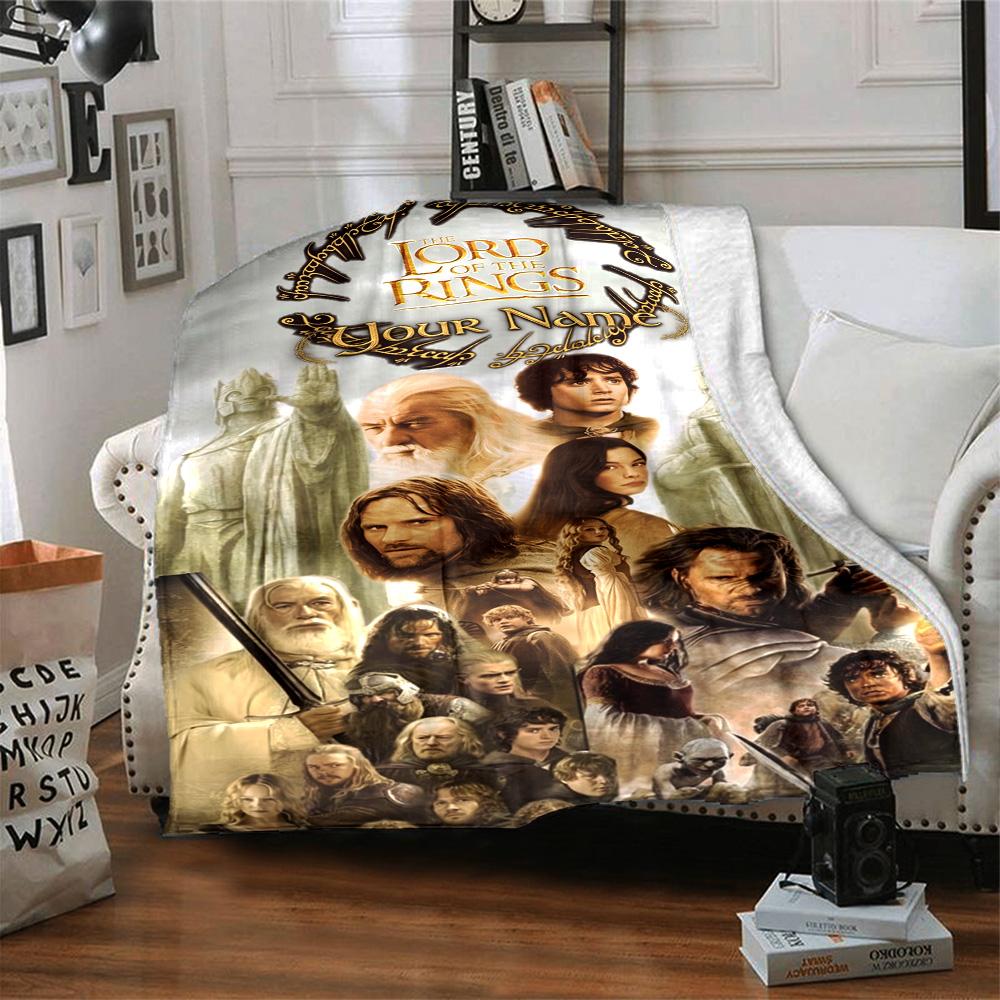 Lord Rings Customize Your Name Blanket Cozy Personalized Blanket Ultra-Soft Versatile for Office Sofa Bed Livingroom Four Seasons Multipurpose