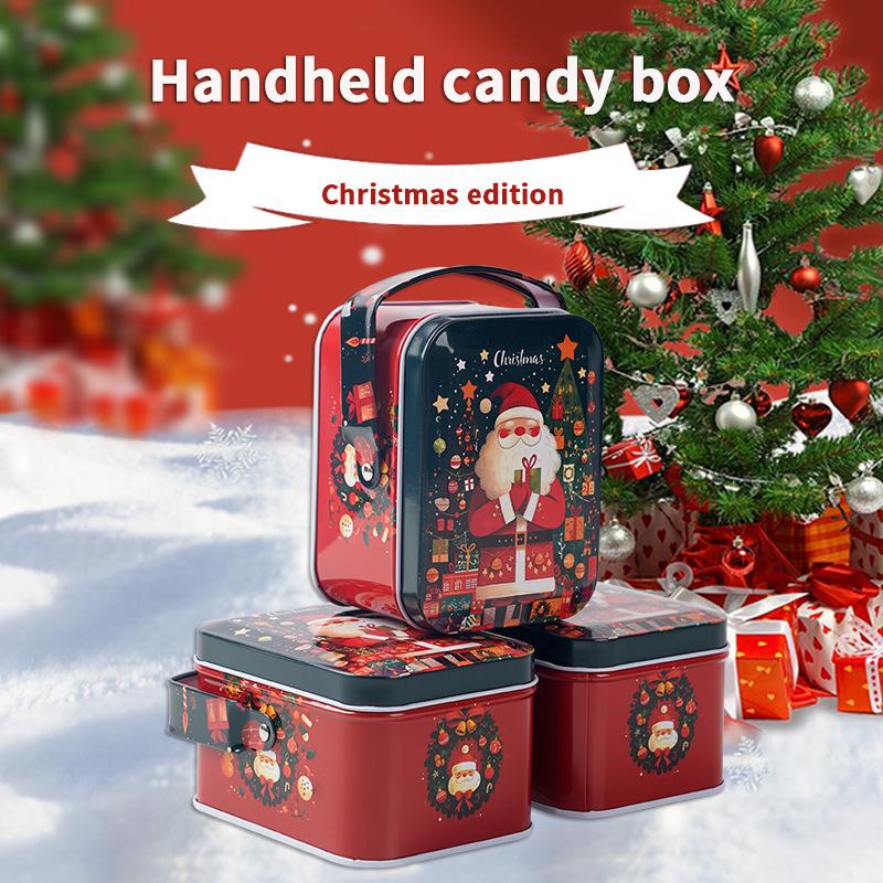 Christmas Gift Tin Box Cartoon Santa Claus Merry Christmas Tinplate Boxes Xmas New Year Candy Cookie Packaging Boxes Decorations