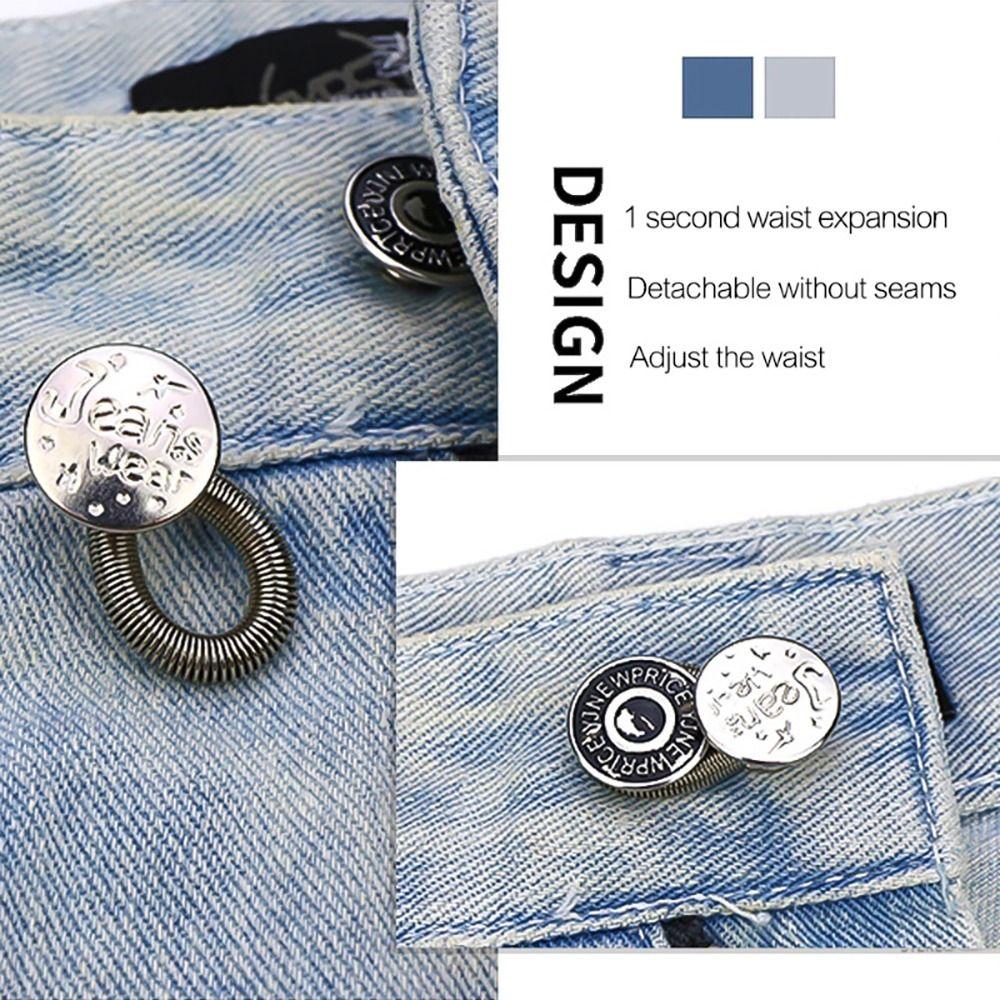 10 Pièces Bouton Extenseur à Ressort Élastique Métallique Accessoires Bouton de Jean Extension de Taille Réglable
