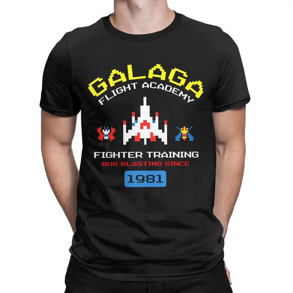 LE Cool Arcade Galaga Video Game Retro Vintage 80s Invader Space Gaming Alien T Shirt for Men 100% Cotton