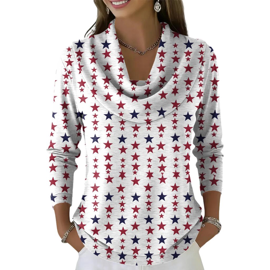 Dámský ležérní a módní svetr s dlouhým rukávem a potiskem, kulatým výstřihem